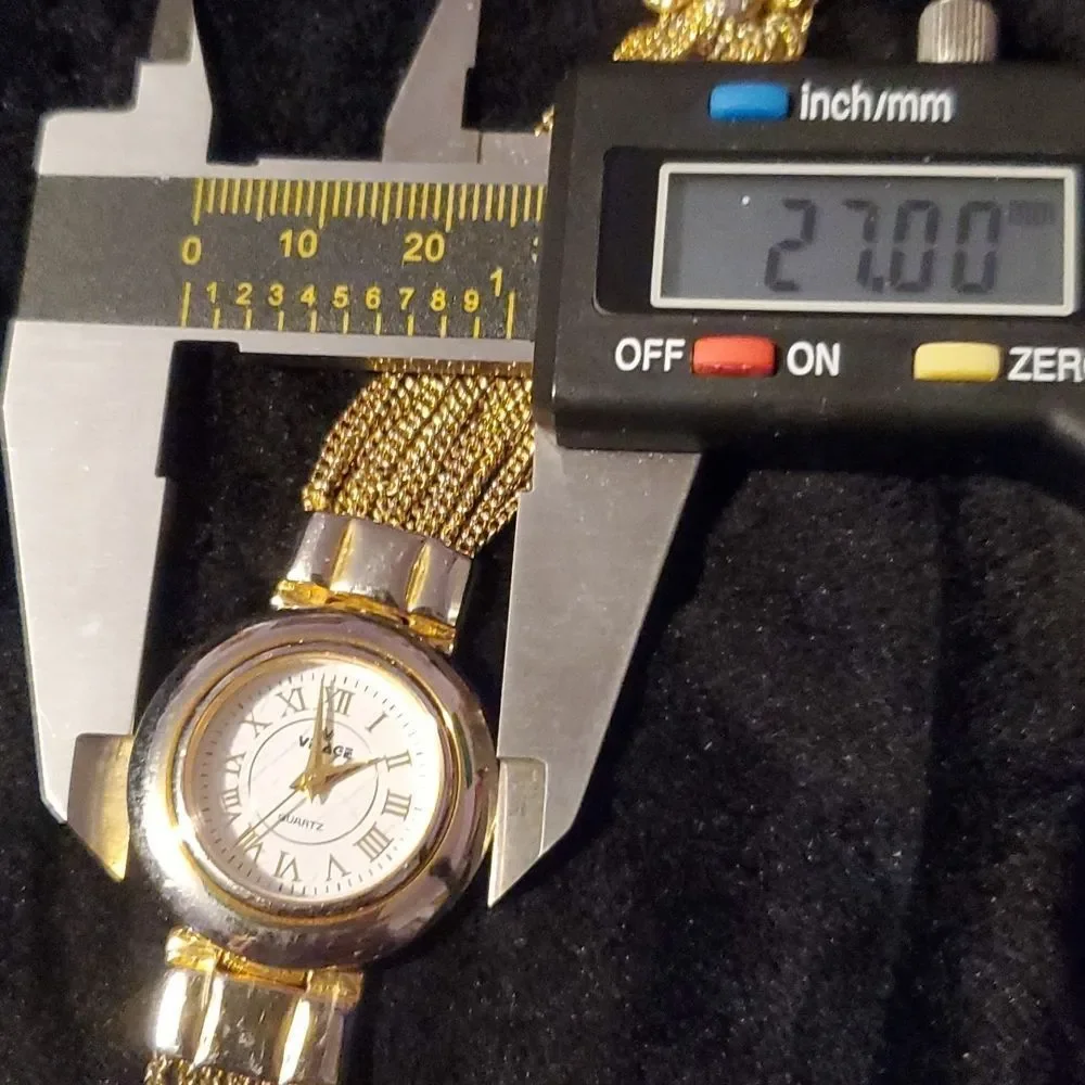 Visage Gold Multi Chain Strand Bracelet Watch Ram or Goat‎ Head Closure